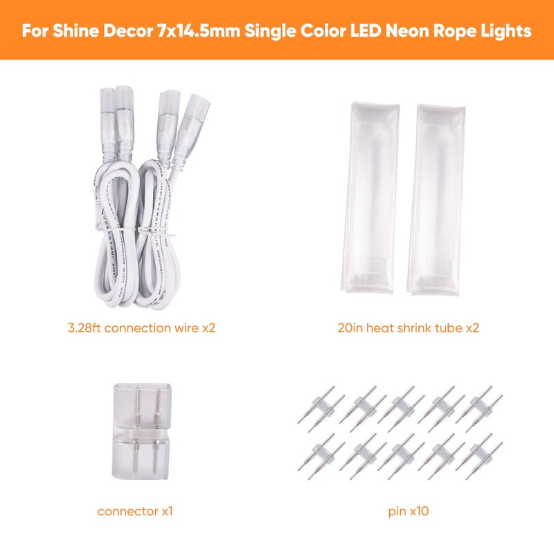 Shine Decor Connector and Connecting Wires for 7x14.5mm and 8x16mm LED Neon Rope Light - Image 2